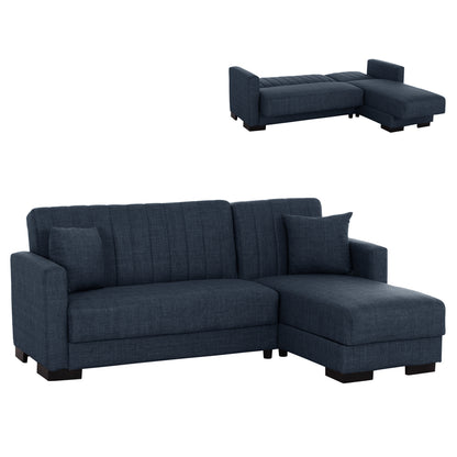Corner Sofa-bed Ghufran Hm3244.07 Reversible With Storage Space-blue Fabric 202x140x78hcm.