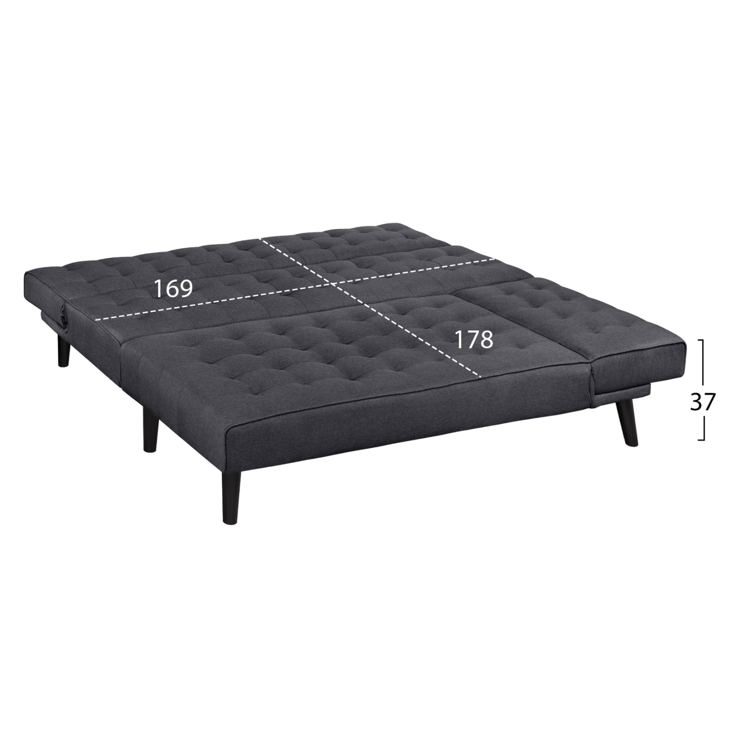 Corner Sofa Bed Reversible Zelda Hm3154.01 With Grey Fabric 254x163x74cm