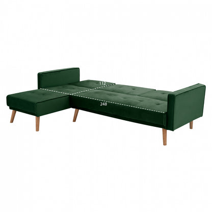 Reversible Corner Sofa-bed Talia Hm3153.03 Velvet In Green 267x153x85cm