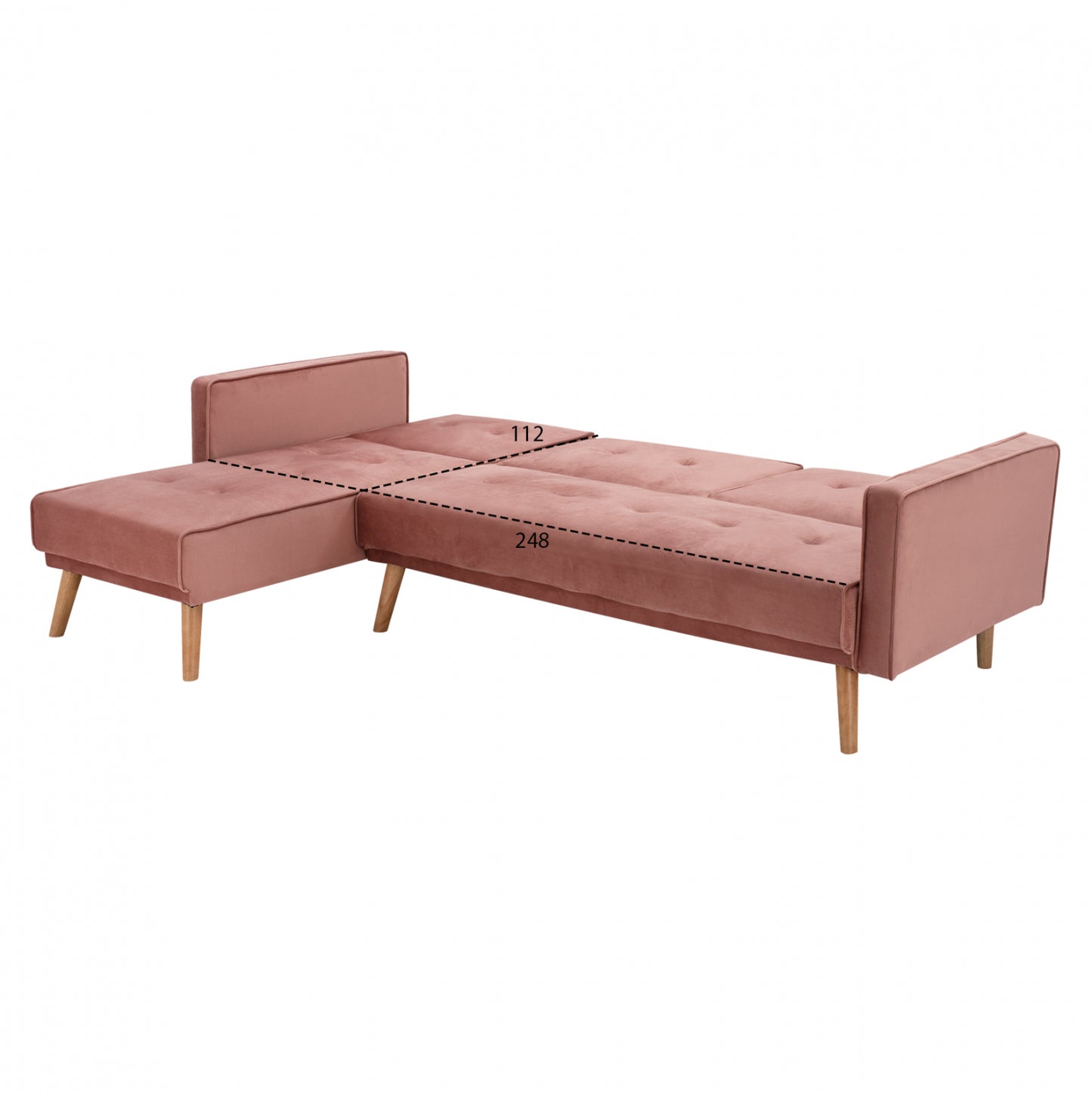 Reversible Corner Sofa Talia Hm3153.02 Velvet In Dusty Pink 267x153x85cm.