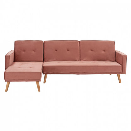 Reversible Corner Sofa Talia Hm3153.02 Velvet In Dusty Pink 267x153x85cm.