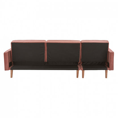 Reversible Corner Sofa Talia Hm3153.02 Velvet In Dusty Pink 267x153x85cm.