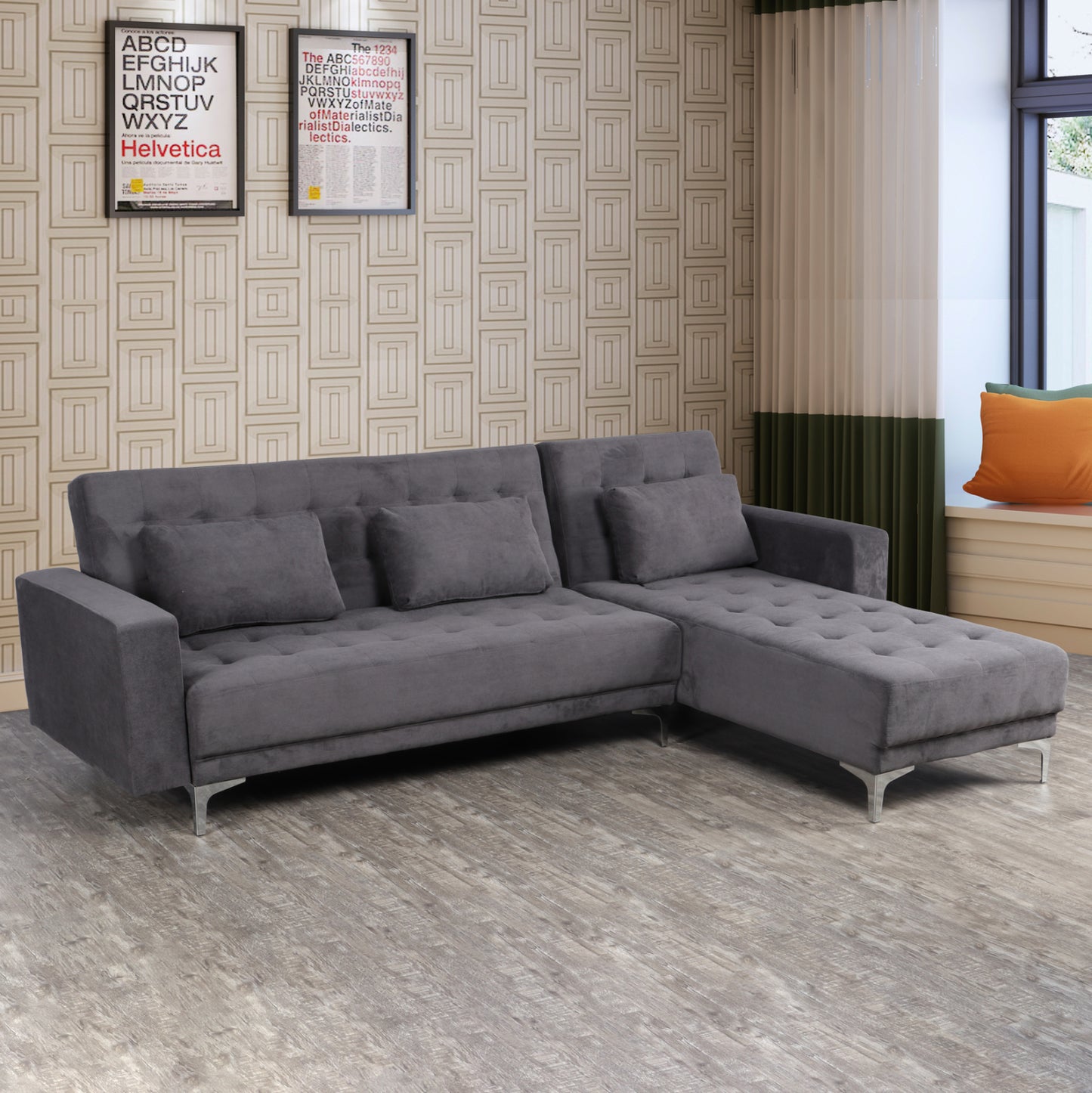 Corner Sofa  Bed Reversible Eliza Hm3145.02 Dark Grey Color 244x162x84cm