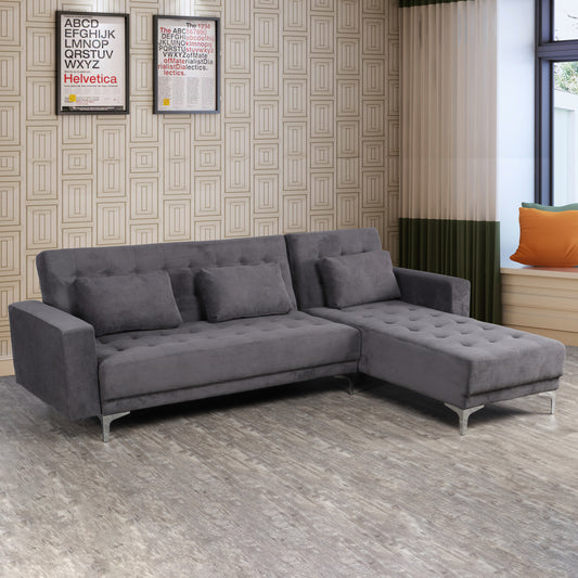 Corner Sofa  Bed Reversible Eliza Hm3145.02 Dark Grey Color 244x162x84cm