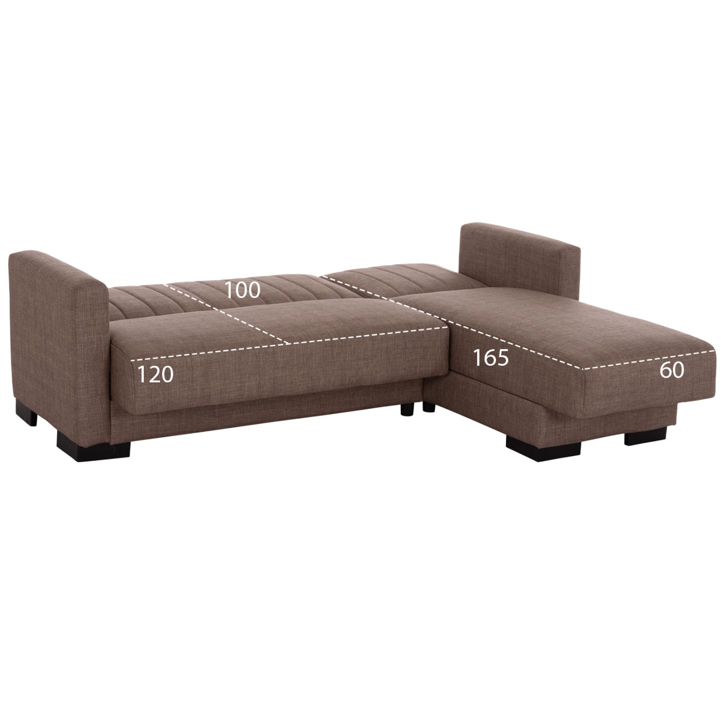 Hm3244.02, Corner Sofa-bed, Reversible, Brown, 202x140x78h