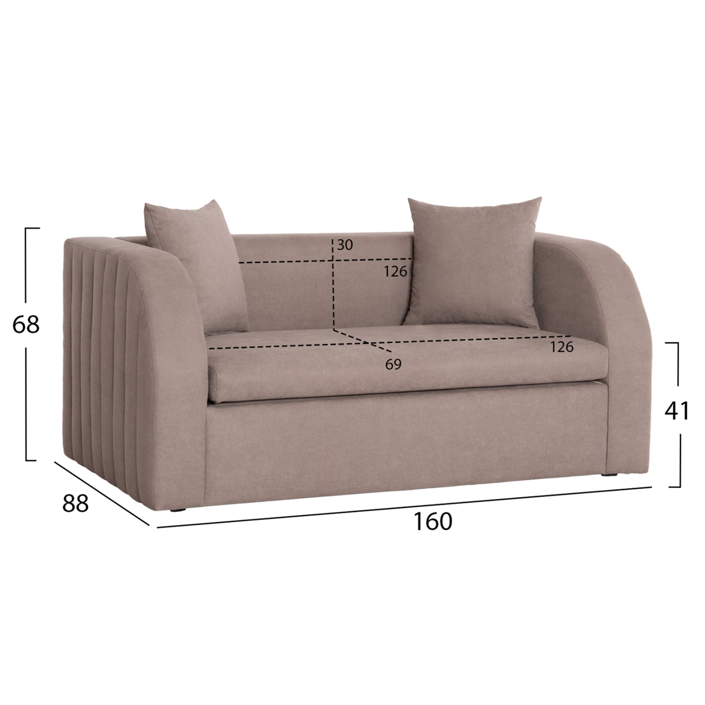 SOFA BED ILSA BEIGE STAINPROOF FABRIC-FOLDING COT BED 160x88x68Hcm.