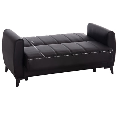 Sofa-bed 2-seater With Storage Space Nikko Hm3293.11 Black Pu 144x75x84hcm.