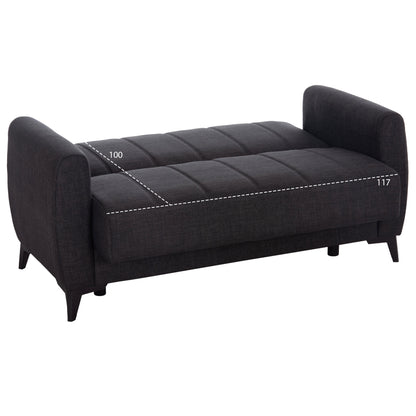 Sofa-bed 2-seater With Storage Space Nikko Hm3293.01 Grey Fabric 144x75x84hcm.