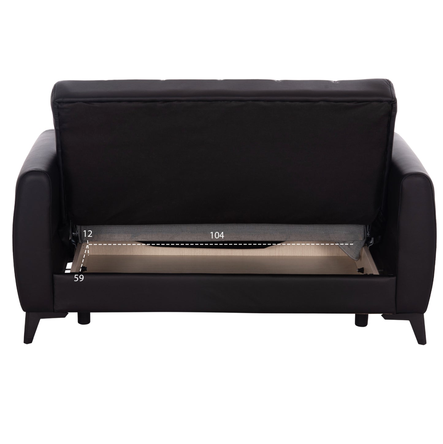 Sofa-bed 2-seater With Storage Space Nikko Hm3293.11 Black Pu 144x75x84hcm.