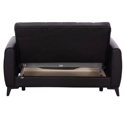 Sofa-bed 2-seater With Storage Space Nikko Hm3293.11 Black Pu 144x75x84hcm.