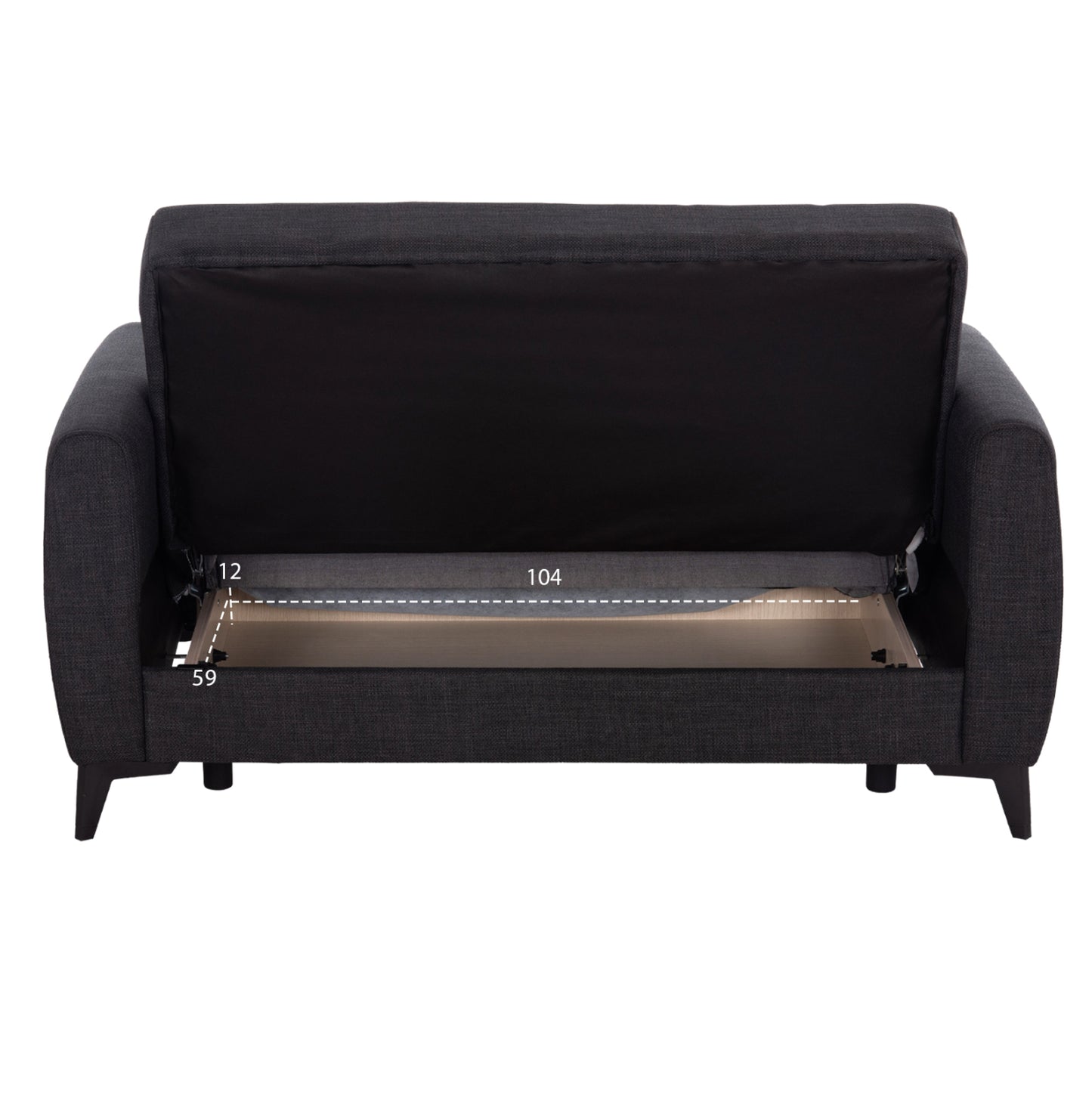 Sofa-bed 2-seater With Storage Space Nikko Hm3293.01 Grey Fabric 144x75x84hcm.