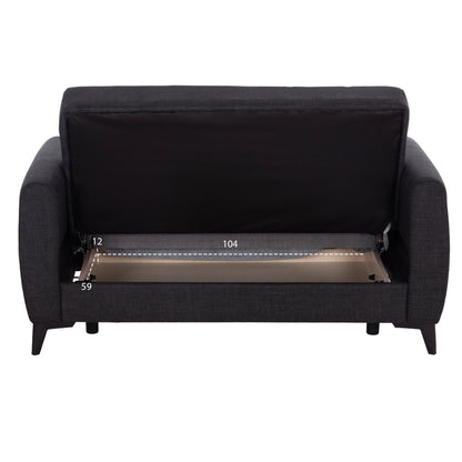 Sofa-bed 2-seater With Storage Space Nikko Hm3293.01 Grey Fabric 144x75x84hcm.