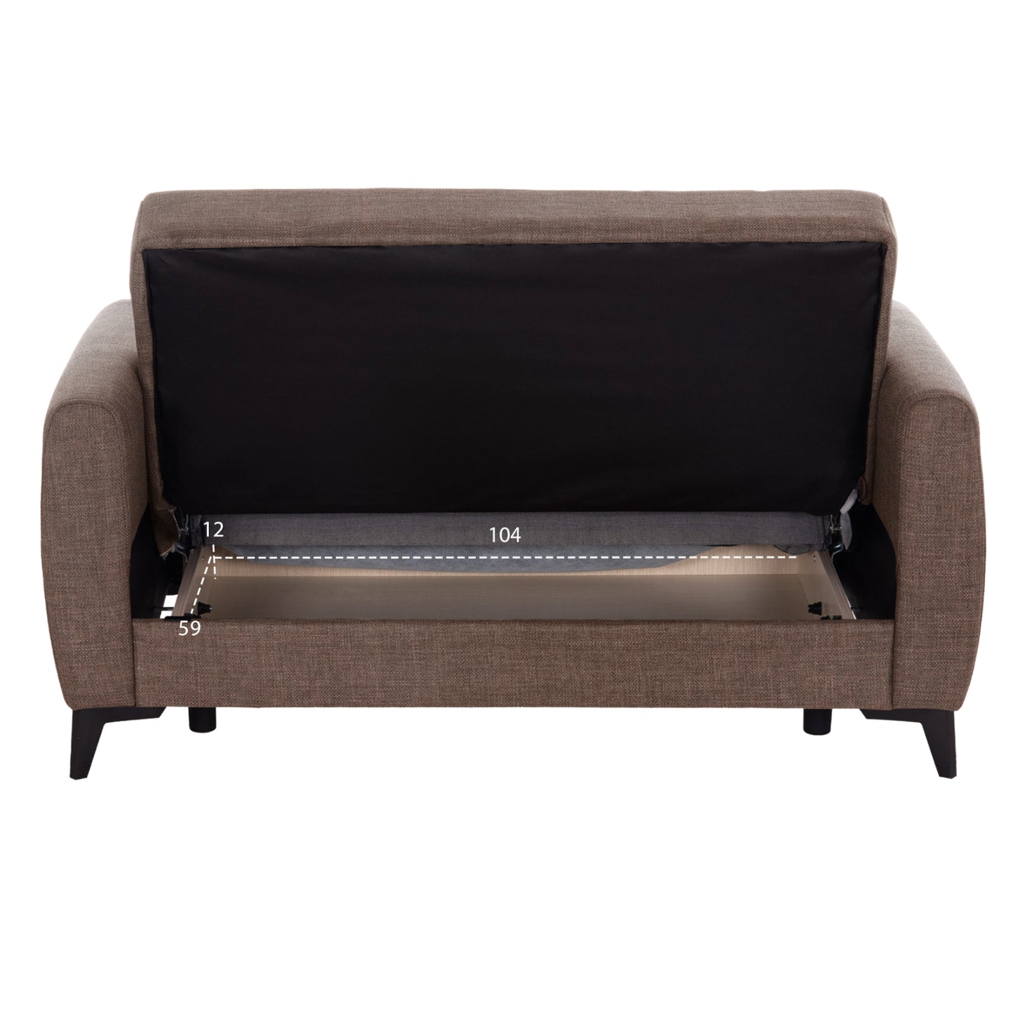 Sofa-bed 2-seater With Storage Space Nikko Hm3293.02 Brown Fabric 144x75x84hcm.