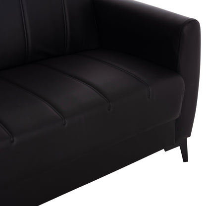 Sofa-bed 2-seater With Storage Space Nikko Hm3293.11 Black Pu 144x75x84hcm.
