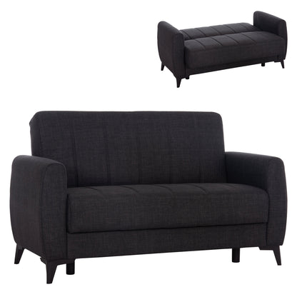 Sofa-bed 2-seater With Storage Space Nikko Hm3293.01 Grey Fabric 144x75x84hcm.