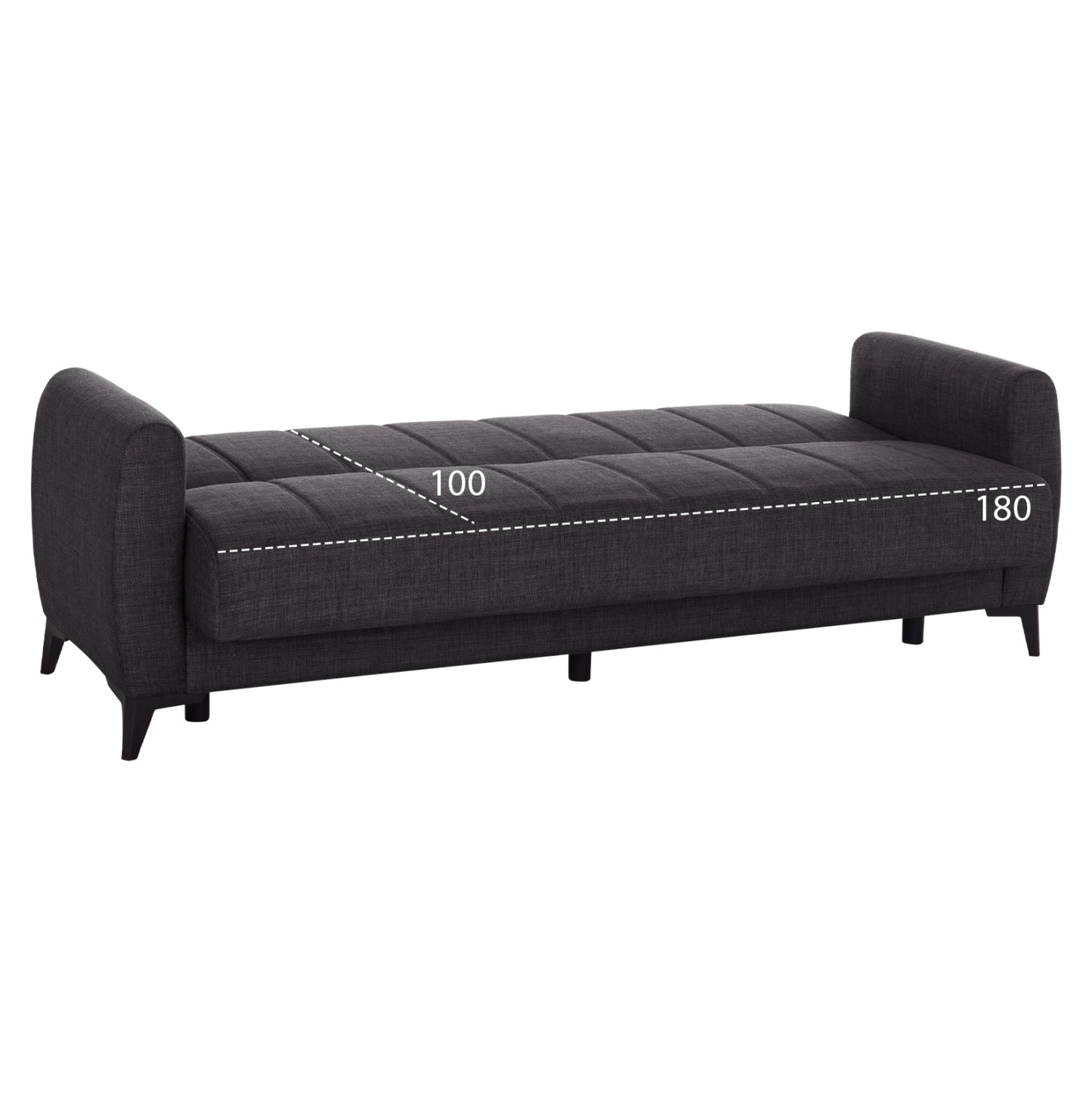 Sofa-bed 3-seater With Storage Space Nikko Hm3292.01 Grey Fabric 209x76x83hcm.