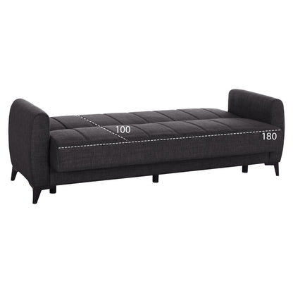 Sofa-bed 3-seater With Storage Space Nikko Hm3292.01 Grey Fabric 209x76x83hcm.
