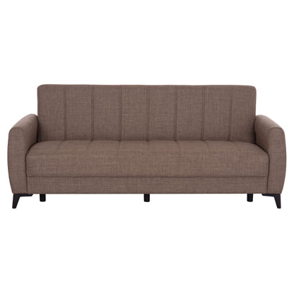 Sofa-bed 3-seater With Storage Space Nikko Hm3292.02 Brown Fabric 209x76x83hcm.