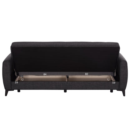 Sofa-bed 3-seater With Storage Space Nikko Hm3292.01 Grey Fabric 209x76x83hcm.