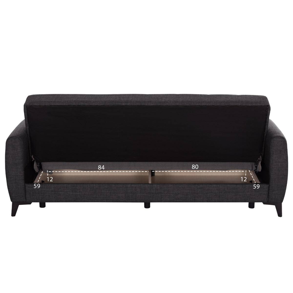 Sofa-bed 3-seater With Storage Space Nikko Hm3292.01 Grey Fabric 209x76x83hcm.