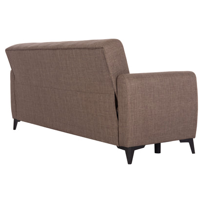 Sofa-bed 3-seater With Storage Space Nikko Hm3292.02 Brown Fabric 209x76x83hcm.