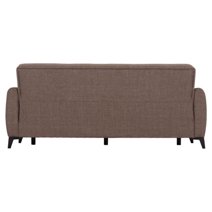 Sofa-bed 3-seater With Storage Space Nikko Hm3292.02 Brown Fabric 209x76x83hcm.