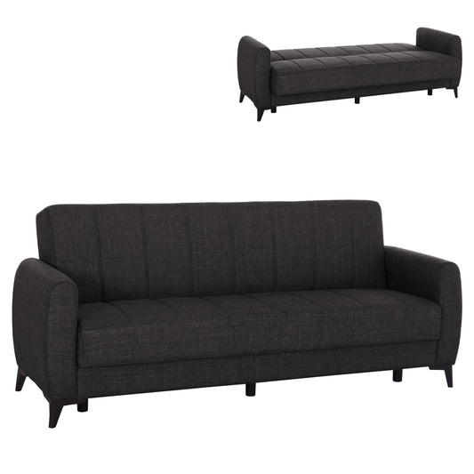 Sofa-bed 3-seater With Storage Space Nikko Hm3292.01 Grey Fabric 209x76x83hcm.
