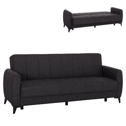 Sofa-bed 3-seater With Storage Space Nikko Hm3292.01 Grey Fabric 209x76x83hcm.