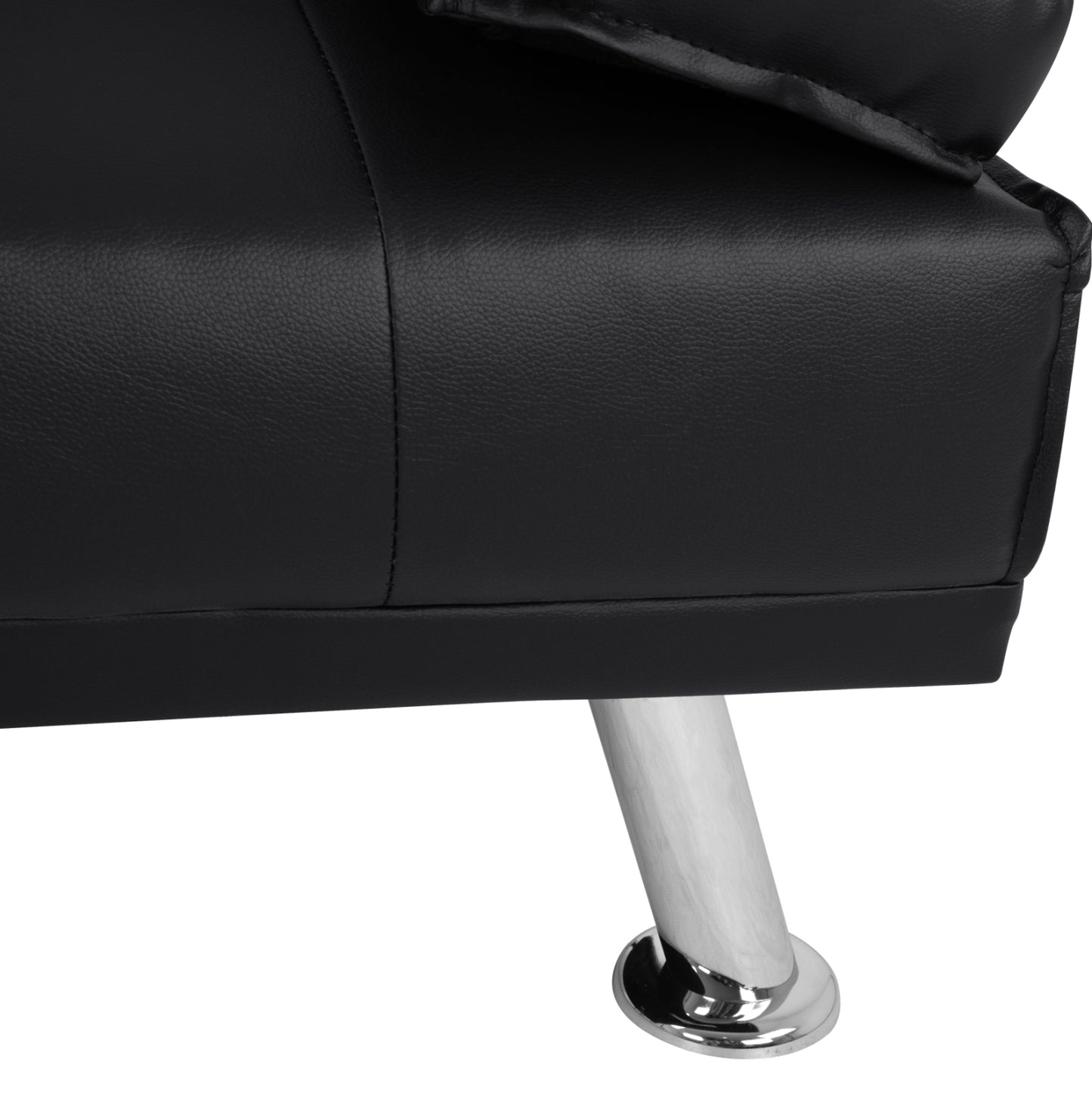 Bed Sofa From Black Pu 165x76,5x79cm And Folding Arm Hm3157.01