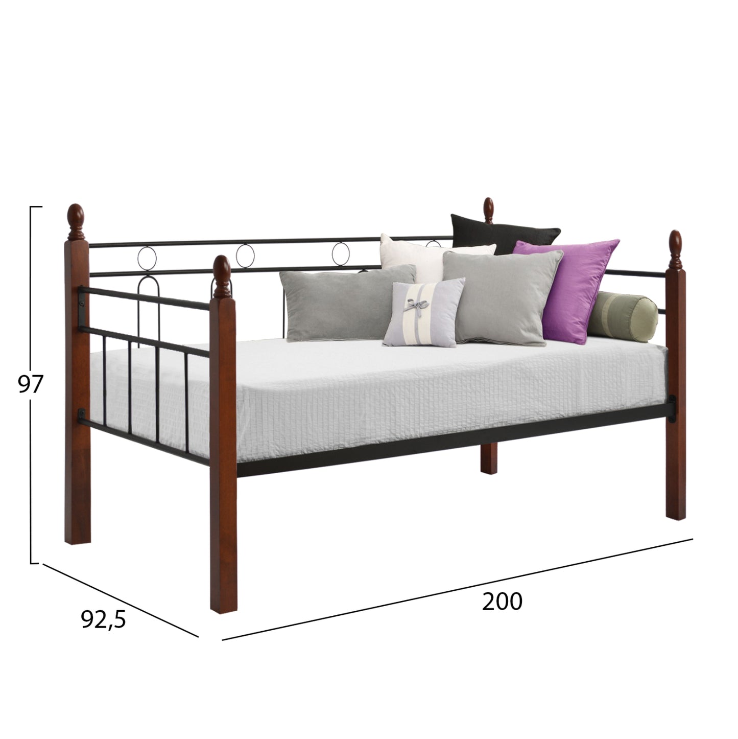 Sofa-bed Reven, Hm367, Metal/rubberwood, 90x190cm