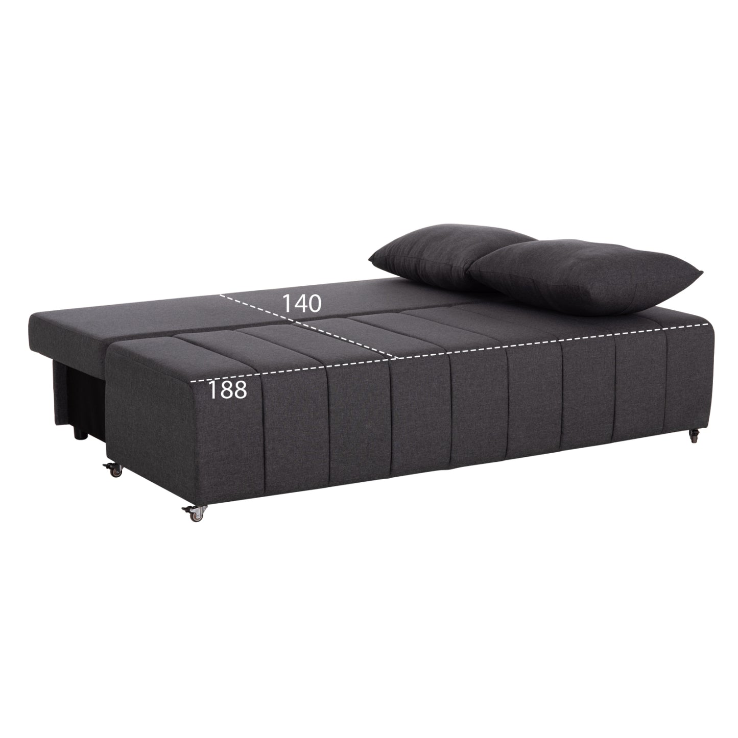 Sofa-bed 3-seater Kend Hm3313.01 Fabric In Grey 188x85x82hcm.