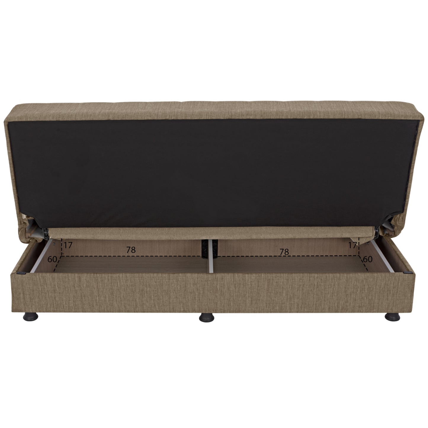Hm3239.02 Andri Three-seater Sofa-bed, Brown Fabric