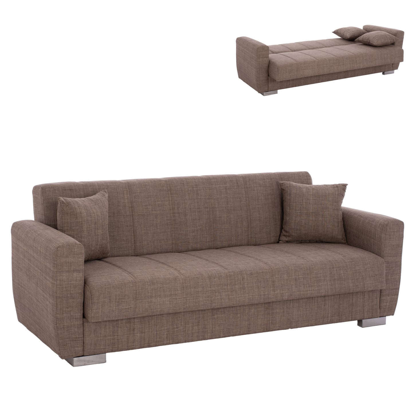 ΗΜ3240.02- 215x80x77cm, 3-seater Sofabed, Beige