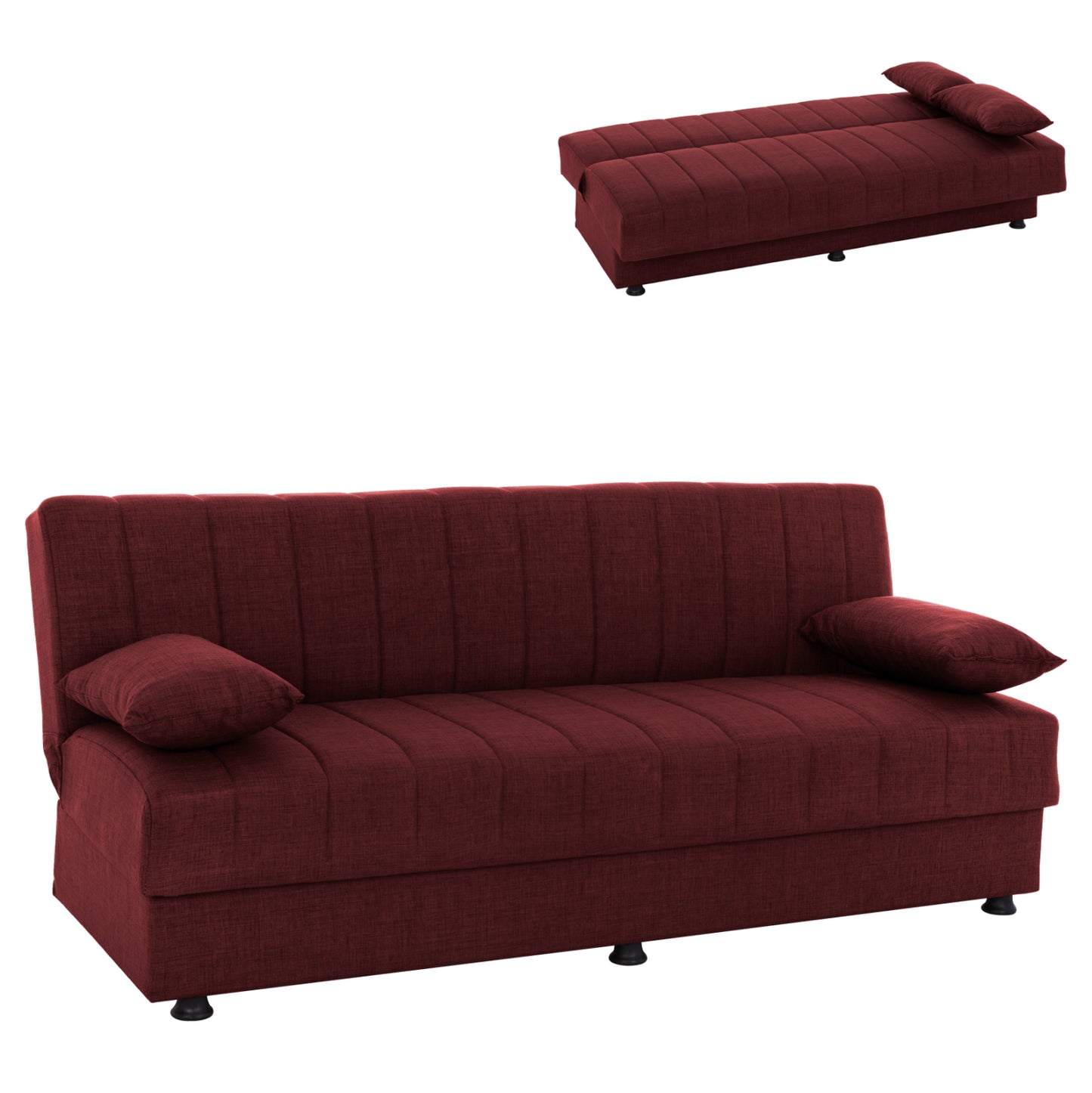 Andri Hm3239.06, Sofa-bed, 3 Seater, Red Fabric