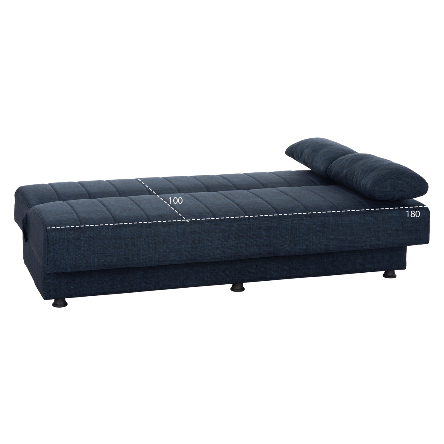 Andri Hm3239.07, Sofa-bed, 3 Seater, Blue Fabric- 180x83x74Η