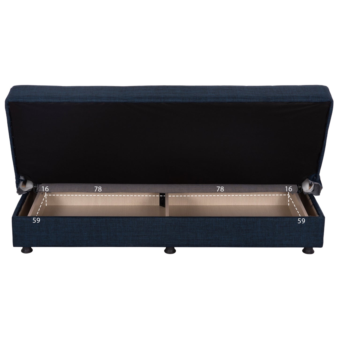 Andri Hm3239.07, Sofa-bed, 3 Seater, Blue Fabric- 180x83x74Η