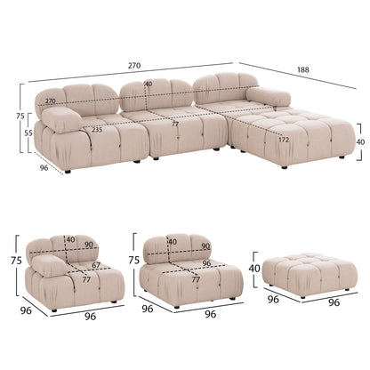 Polymorphic Sofa Shifter Hm6073.12 Textured Fabric In Light Beige Color 290x196x76hcm.