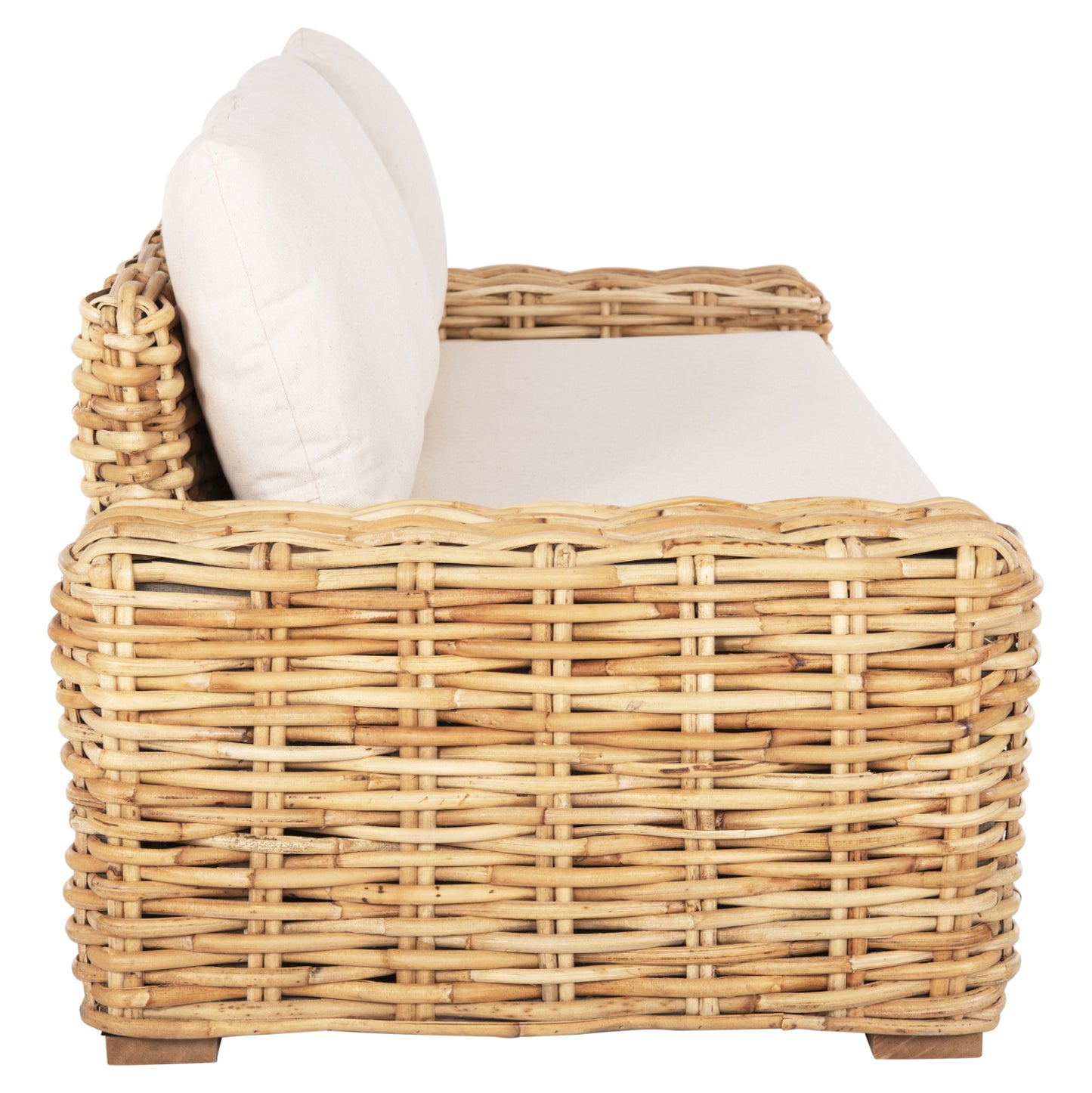 Outdoor Sofa 3-seater Tropel Hm9808 Mango Wood-rattan Natural Color-white Cushions 216x88x70-85hcm.
