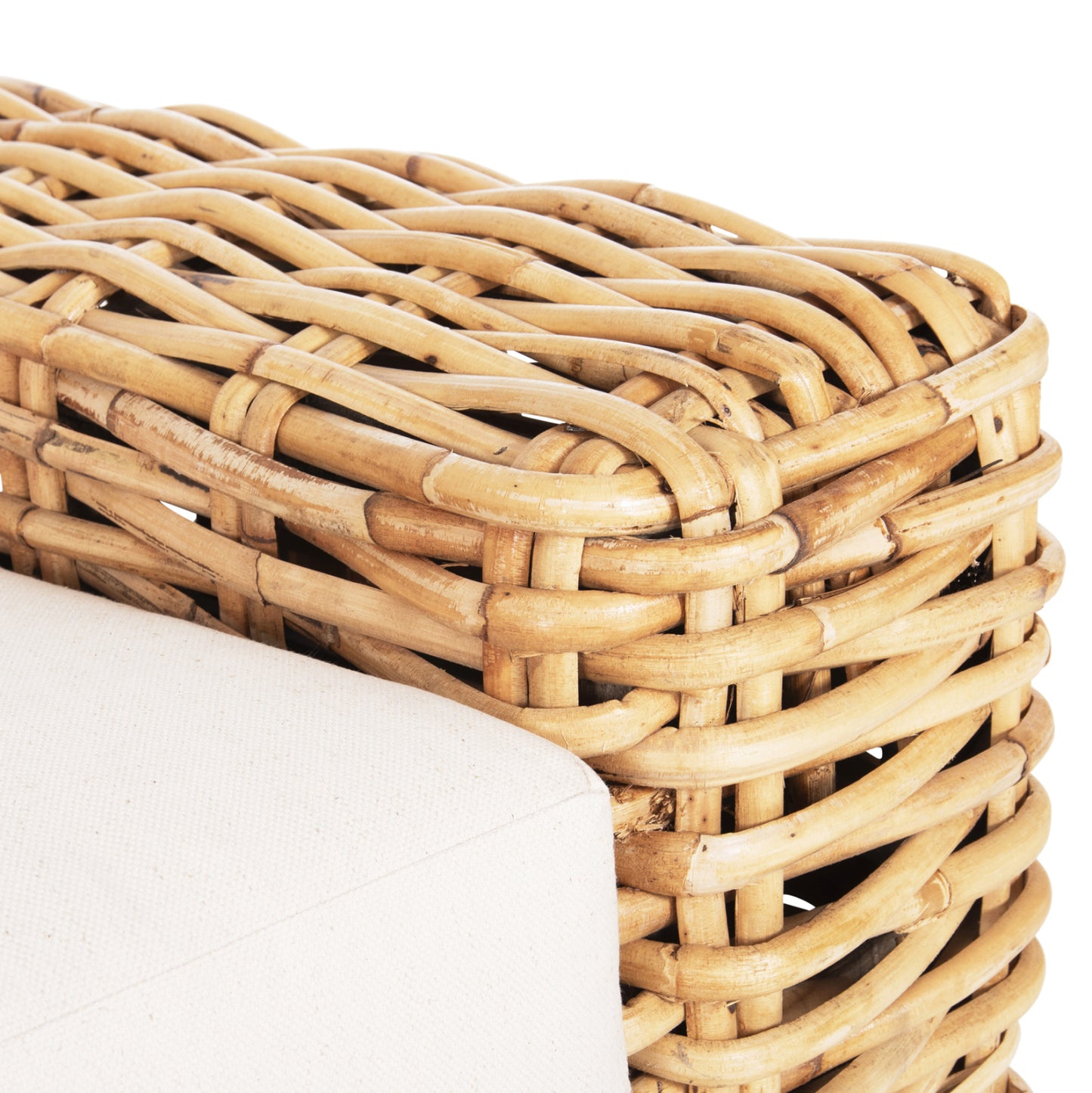 Outdoor Sofa 3-seater Tropel Hm9808 Mango Wood-rattan Natural Color-white Cushions 216x88x70-85hcm.