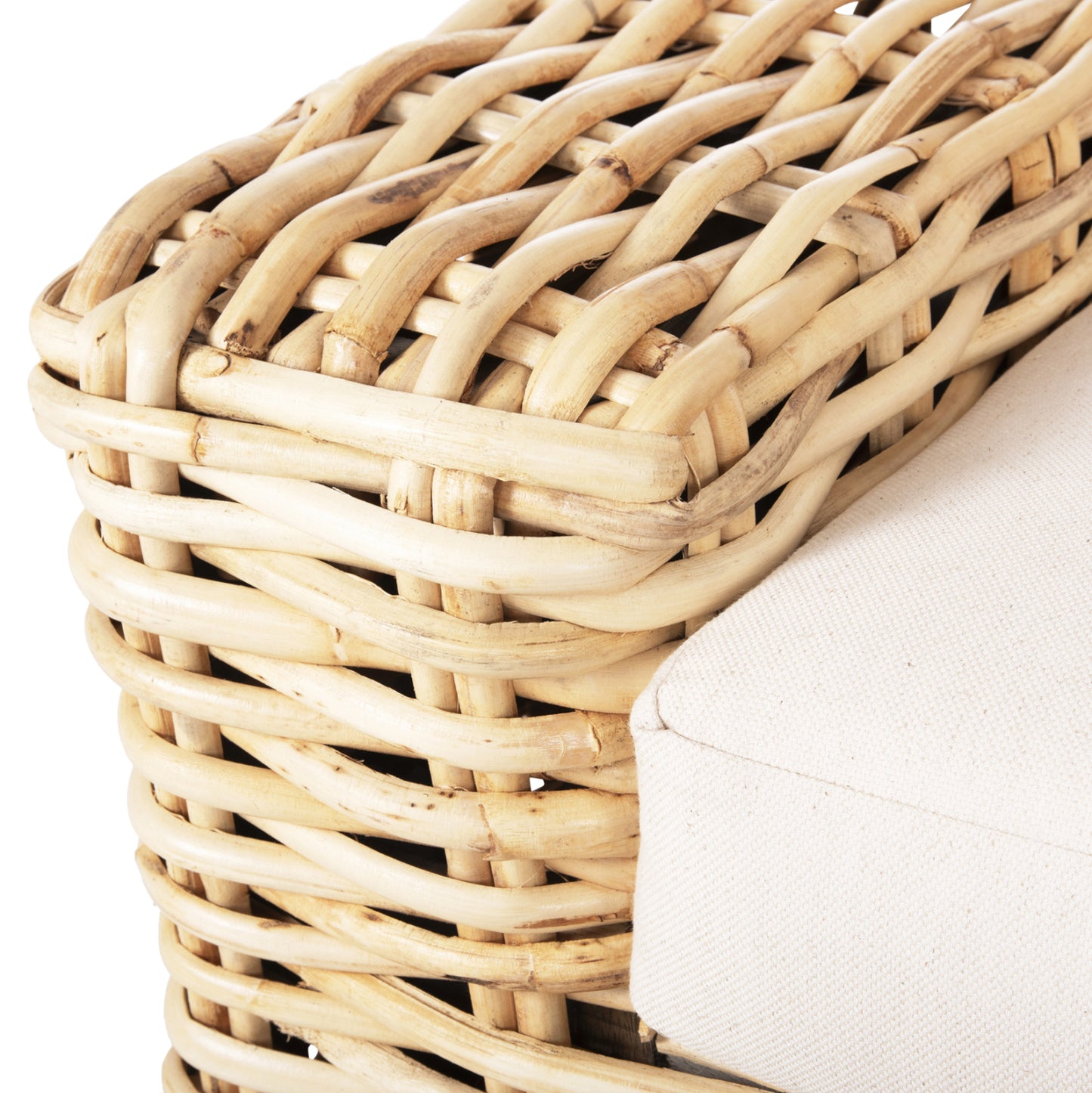 Outdoor Sofa 3-seater Tropel Hm9808 Mango Wood-rattan Natural Color-white Cushions 216x88x70-85hcm.