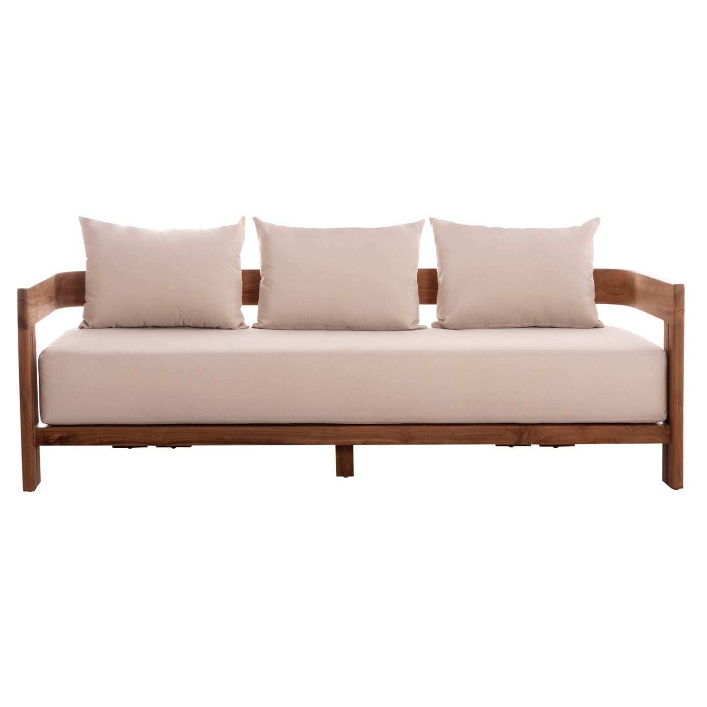 Sofa 3-seater Series Kioto ΗΜ6382 Teak Wood In Natural--beige Cushions 210x74x72hcm.