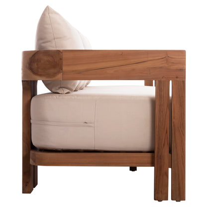 Sofa 3-seater Series Kioto ΗΜ6382 Teak Wood In Natural--beige Cushions 210x74x72hcm.