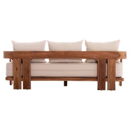 Sofa 3-seater Series Kioto ΗΜ6382 Teak Wood In Natural--beige Cushions 210x74x72hcm.