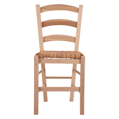 Traditional Unpainted Chair Paros From Solid Beech Wood With Straw Hm10379.02