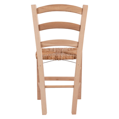 Traditional Unpainted Chair Paros From Solid Beech Wood With Straw Hm10379.02