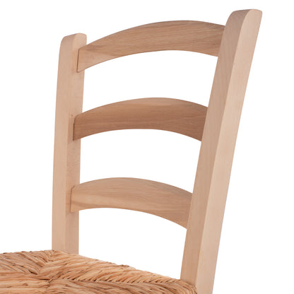 Traditional Unpainted Chair Paros From Solid Beech Wood With Straw Hm10379.02