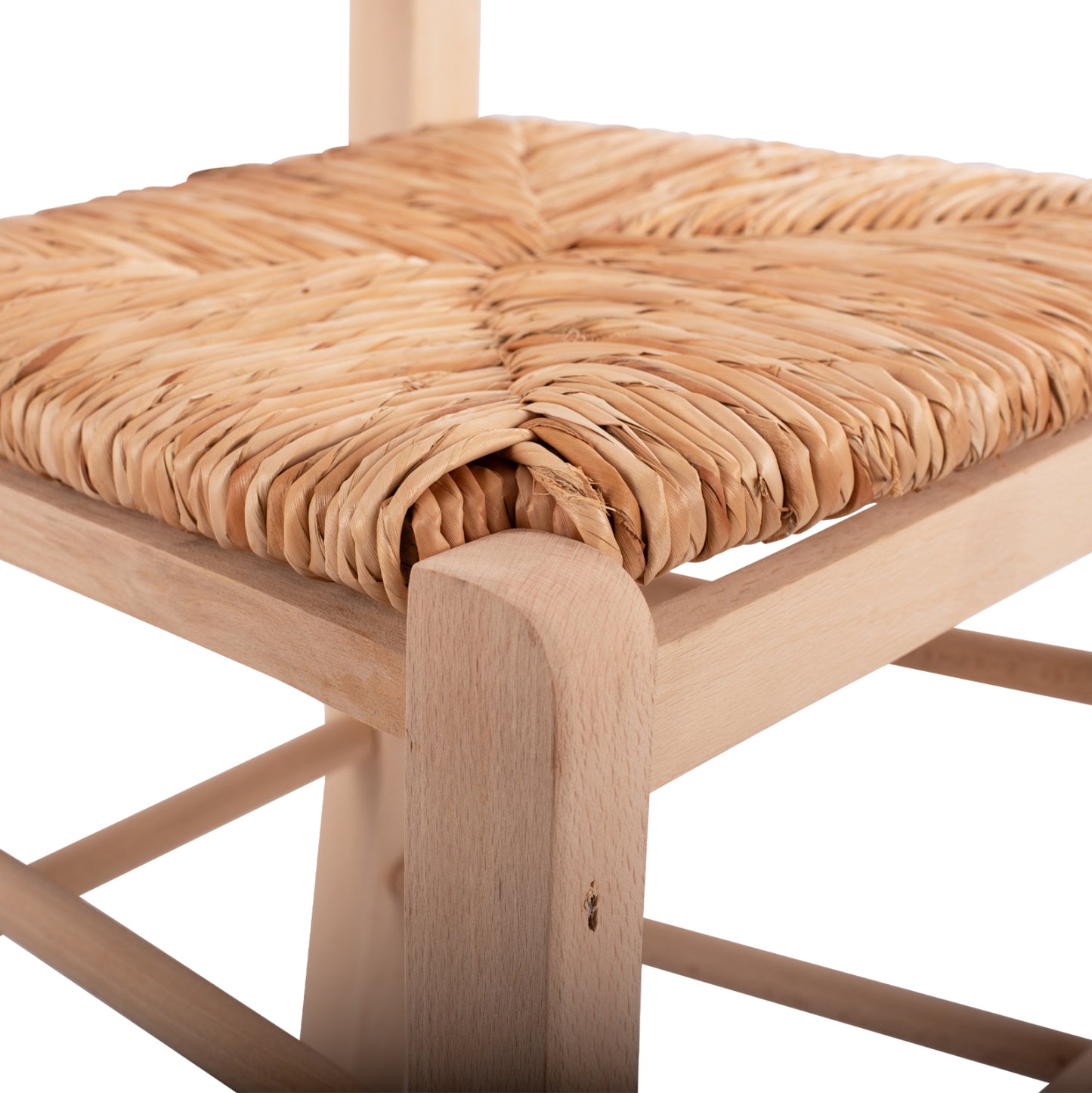 Traditional Unpainted Chair Paros From Solid Beech Wood With Straw Hm10379.02