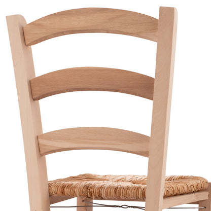 Traditional Unpainted Chair Paros From Solid Beech Wood With Straw Hm10379.02