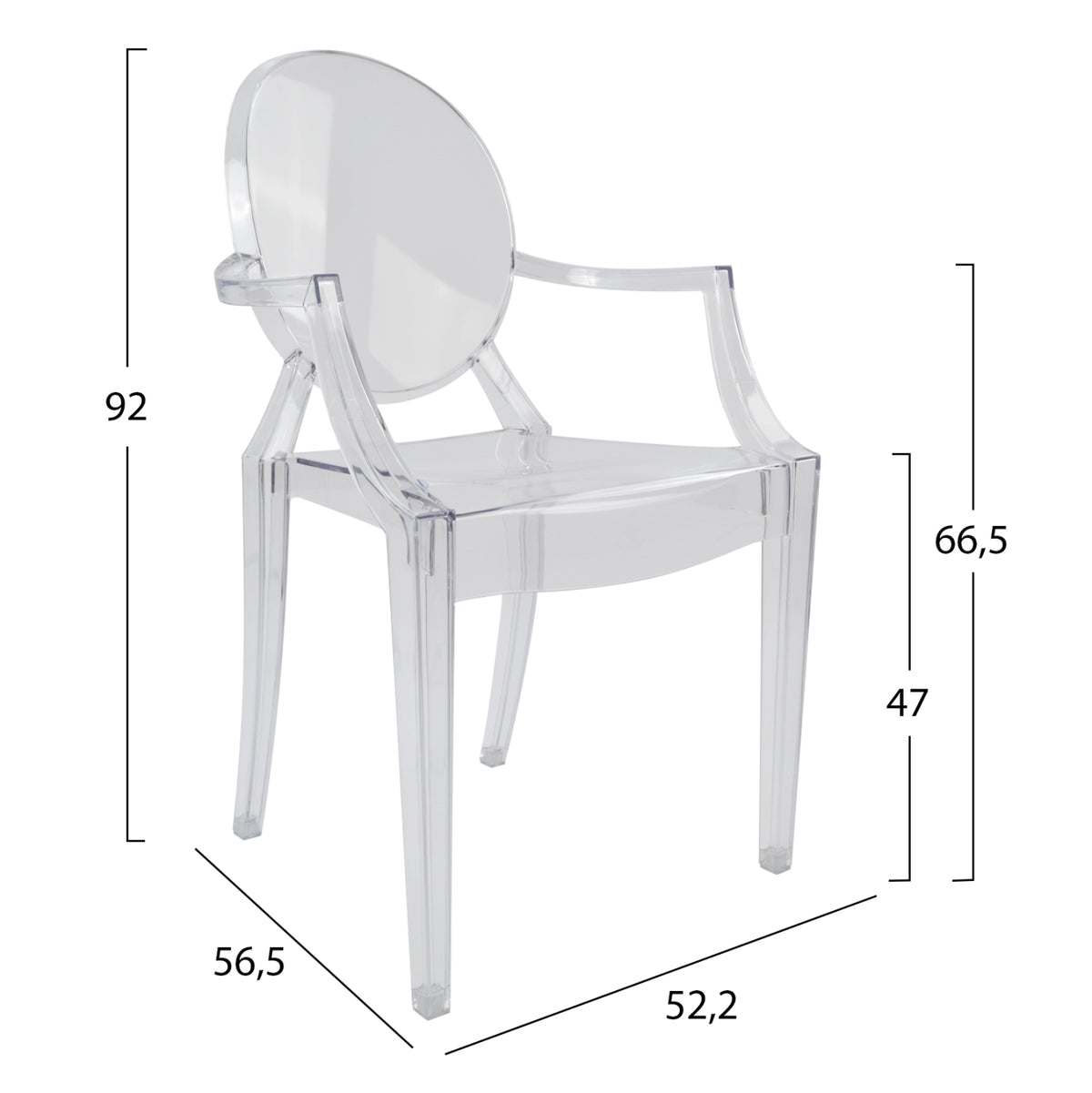 Chair Acrylic Clear With Arms Aramis Hm0169 52,2x56,5x92Ηcm