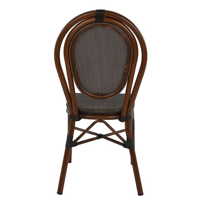 Aluminum Chair Bamboo Look Brown With Textline 40,5x56,5x89,5 Cm Hm5026